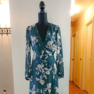 Floral Green Wrap Maxi Dress